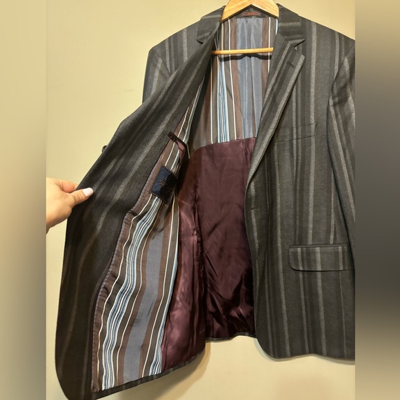 ETRO Milano Italian Wool, Silk/Cupro Lined Striped Designer Blazer - Picture 8 of 12